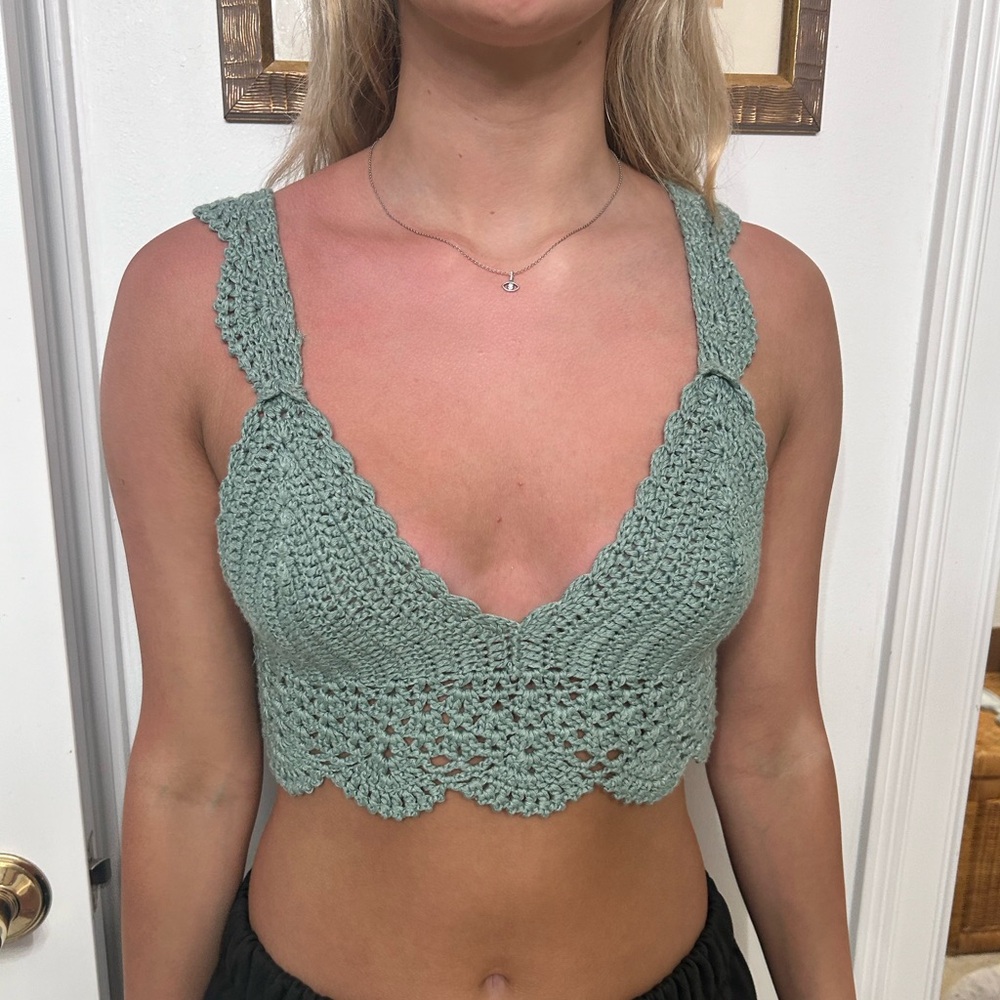 Boutique Crochet Green Tank Top